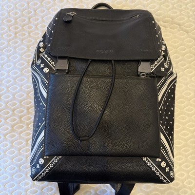 Coach Manhattan Backpack in Bandana Leather Skulls  VERY RARE