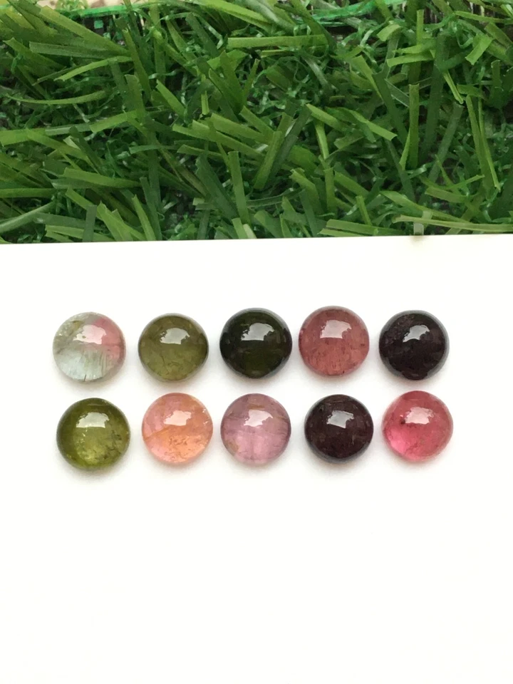 Fantastic multi tourmaline cabochon good quality 10 pieces round 20.25 carat - Image 4 of 4