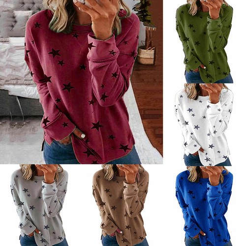 Womens Autumn Long Sleeve Floral T Shirt Causal Plus Size Tops Blouse Tees Tunic