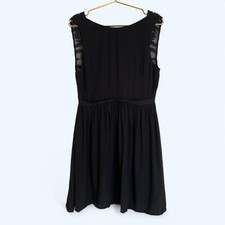 FRNCH Womens Backless Laced Dress Size L Above Knee Black Colour