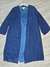 Lati Fashion Blue Cap Sleeve Nightgown  Sheer Duster 2 pc Set  Size L