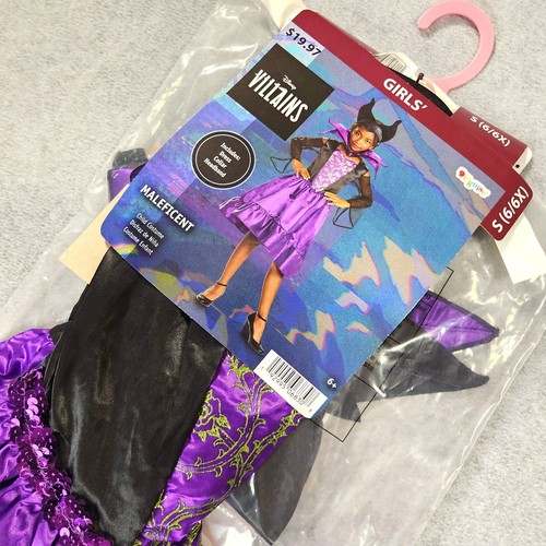 Disney Villanos Maléfica Disfraz Niñas Talla S 6/6X Juego de 3 piezas Halloween Nuevo - Imagen 3 de 10