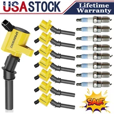 8 Ignition Coil DG508 and Iridium Spark Plug SP479 set for Ford F-150 4.6L 5.4L