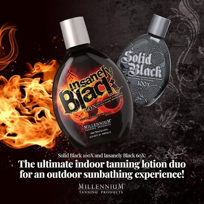 Millennium Tanning Indoor Tanning Bed Lotion SOLID BLACK + INSANELY BLACK