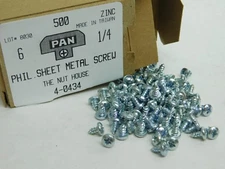 500 Pack! #6 X 1/4" SCREW SHEET METAL PAN HEAD PHILLIPS ZINC STEEL HB