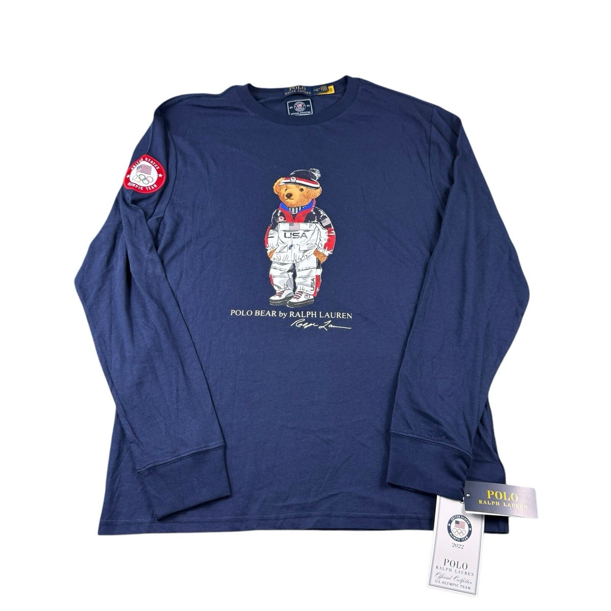 Polo Ralph Lauren Blue Polo Bear Olympics 2022 L/S Shirt Size Boys 