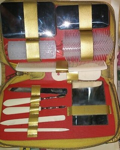 Vtg Travel Grooming Kit Western Germany Ground Leather Perfect