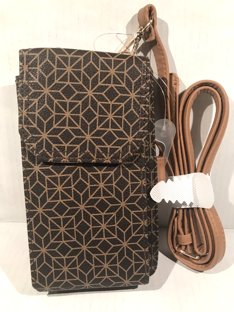 Brown Time & Tru Natalie Women's Cellie Wallet-on-a-String Phone Case