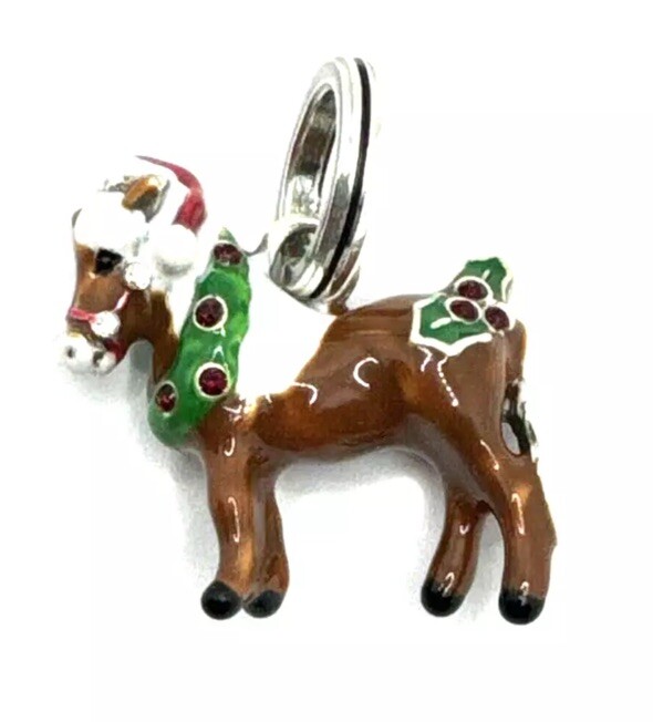 Ciondolo Brighton Natale Pony Cavallo Agrifoglio Babbo Natale Cappello Vacanze Nuovo