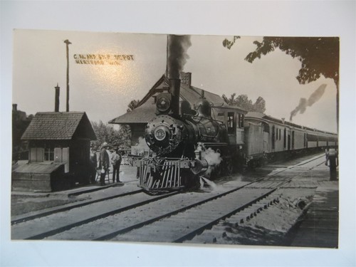 Vintage Postcard RPPC C.M & St. Paul Depot, Hartford, WI Train Station RR Unused