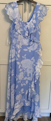 London Times Women's Chiffon Faux Wrap Ruffle Maxi Dress | eBay