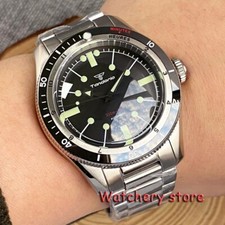 40mm 200M WR Watch For Men Japan NH35 Automatic Black Dial Green Luminous Steel