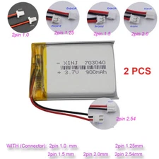 2pcs 3.7V 900mAh 3.33Wh Replace Li Li-ion Battery 703040 JST 2Pin Connector