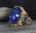 Silver Ring Lapis Lazuli Stone Natural Stone Handmade Men's Ring Jewelry