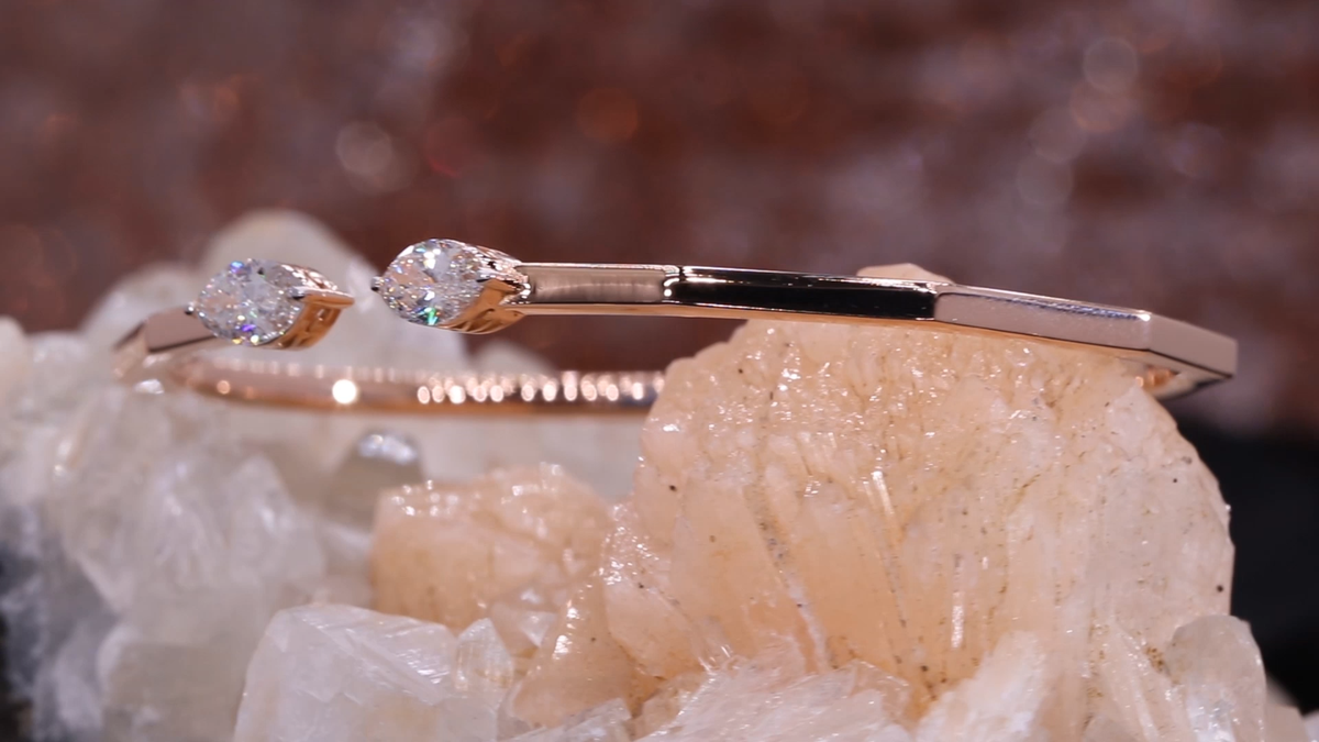 Rose Gold Bangles Diamond Bracelet Caratlane Ct SI/H Marquise