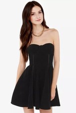 MINKPINK Strapless Saint Bernadette Dress Black Ultra Suede M Short Party Prom