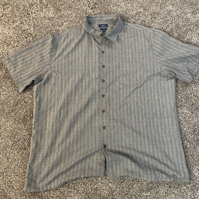 Croft & Barrow Casual Button Down Shirt Top Gray XXL Micro Checkered Striped