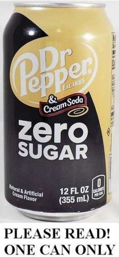 Dr. Pepper & Cream Soda Zero Sugar FULL 12oz 355ml Dose Limited Edition USA 2021 - Bild 1 von 4