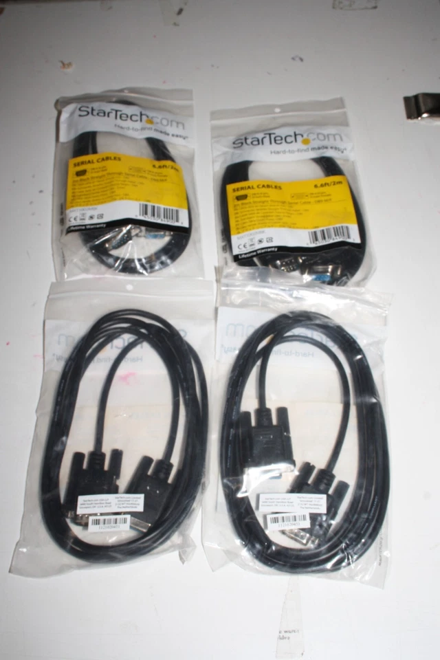 SET OF 4 BLACK STRAIGHT THROUGH SERIAL CABLE -DB9 M/F-FREE UK MAINLAND DELIVERY - Image 3 of 4