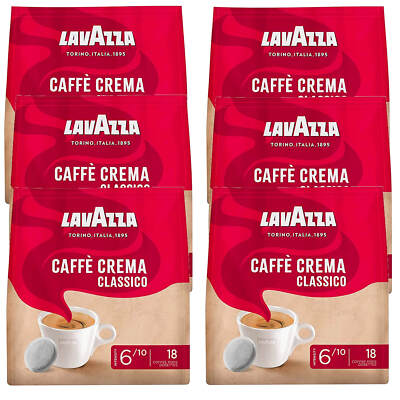 6x 18 Kaffee Pads Lavazza Crema Classico Stärke: 7/10 rundes & intensives Aroma