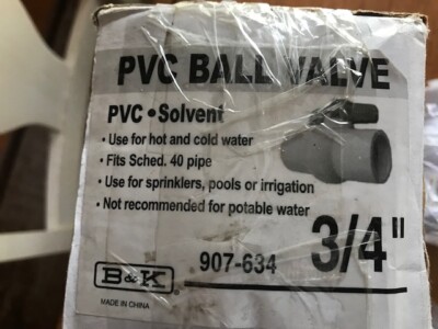 B&K 907-634 3/4 in. PVC- Solvent SCH 40 Ball Valve Full Port (SET OF 5) NWT