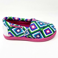 Toms Classics Aqua Village Geo Tiny Toddler Slip On Casual Canvas Flat Shoes