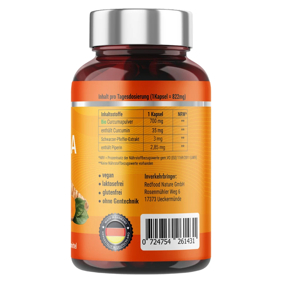 BiO Kurkuma Extrakt ⭐ 500 Kapseln ⭐ hochdosiert 700mg Curcuma Curcumin + Piperin - Bild 2 von 4