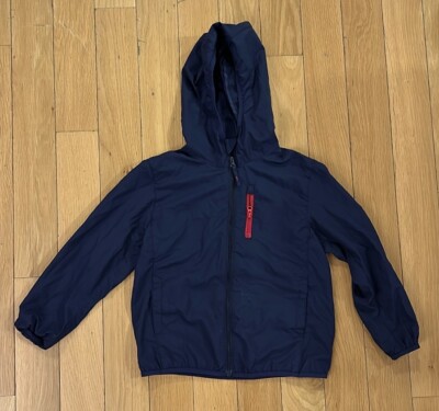 Uniqlo Kids Boys Navy Blue Packable Parka Hooded Jacket Size 110 3-4Yr 