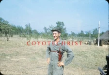 Original Slide US ARMY 45th Infantry Soldier M1911 Pistol JAPAN 1951 Korean War