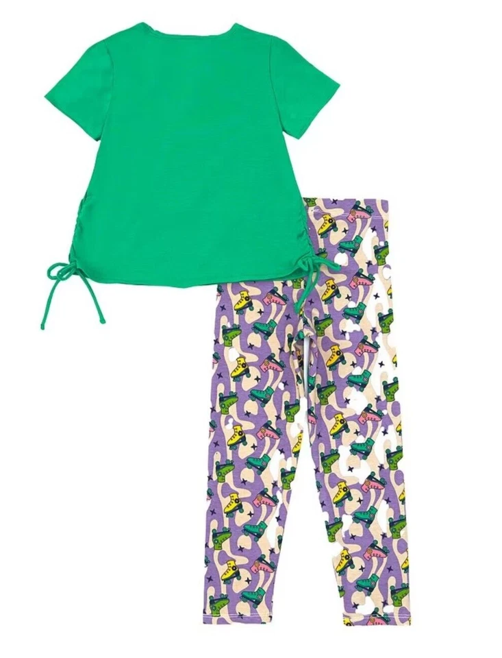 Raro, también! Conjunto de túnica y leggings retro de lentejuelas para patín sobre ruedas para niña-talla-6X Foto 3 de 4