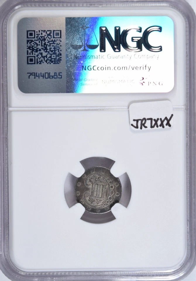 1857 THREE CENT SILVER ~ NICE AND ORIGINAL JUST MISSES AU! NGC XF45! - Image 2 of 4