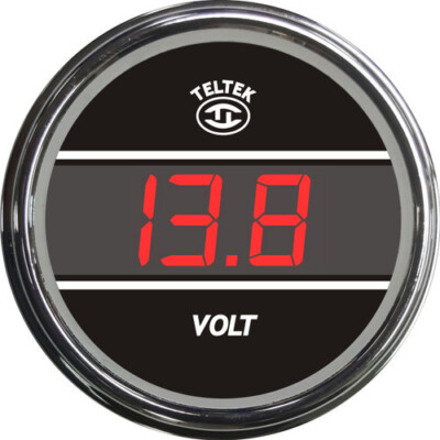 Teltek Red Voltmeter Gauge Chrome Bezel for 2005 & Older Peterbilt | 145