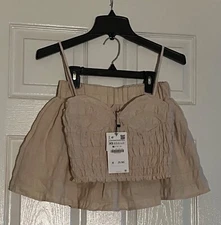 womens Zara tan two piece set xs