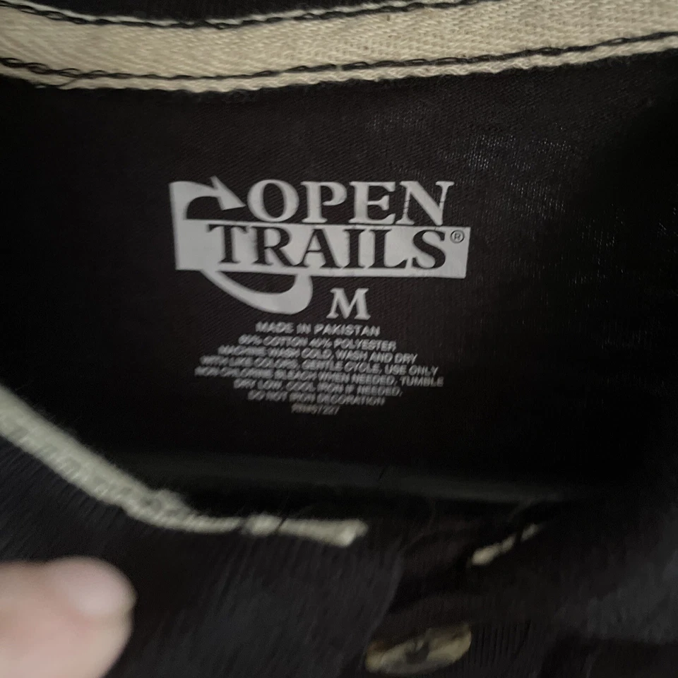 Camisa polo masculina preta nova com etiquetas Open Trails tamanho médio - Imagem 2 de 4