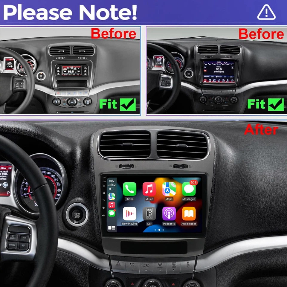 For 2012-2020 Dodge Journey Car Stereo Radio GPS Navi Android 13 Carplay 2+32GB - Image 4 of 4