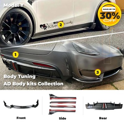 Model Y Body Kit for Model Y 2020-2023 Carbon Fiber Rear Diffuser Side Spoiler