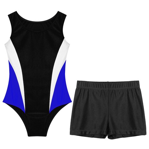 Kids Boys 2Pcs Dance Outfit Gymnastics Ballet Leotard with Active Shorts Unitard - Picture 35 of 45