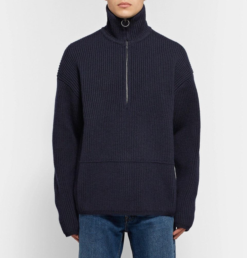 ACNE STUDIOS Neptune Ribbed Wool-Blend Half-Zip Sweater | eBay