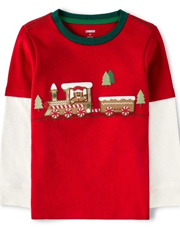 Gymboree Boys 12 Gingerbread House Train Tee Green Corduroy Pants Set NWT  - Image 3 of 4