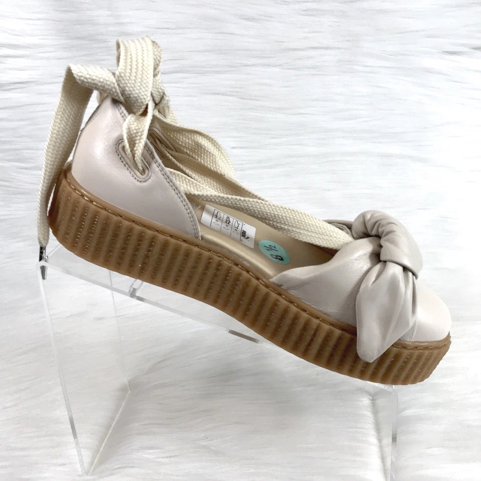  Fenty Puma X  Rihanna Bow Creeper Sandals Beige Leather Size 8.5 New  - Image 2 of 4