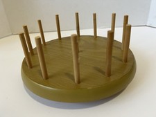 Vintage Wooden Thread Organizer Spool Holder Quilting Sewing Rack Peg