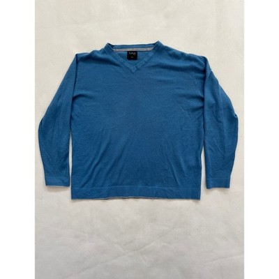 T Plus Men Blue V Neck Long Sleeve Sweater G1 Acrylic Casual Everyday Size G1
