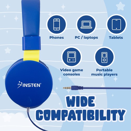Kids Headphones 85dB Safe Volume Limited On-Ear Wired 3.5mm Earphones with Mic - Picture 3 of 10