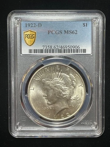 1922 D  PEACE SILVER DOLLAR   PCGS MS62