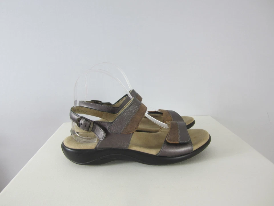 SAS Womens 7.5 W Nudu Leather Sandals Two Tone Pewter Bronze Metallic Comfort - Image 4 of 4