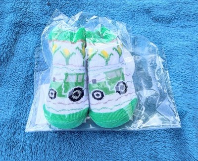 NEW John Deere Tractor Baby Booties Green Yellow Farm Newborn 0-6 Months