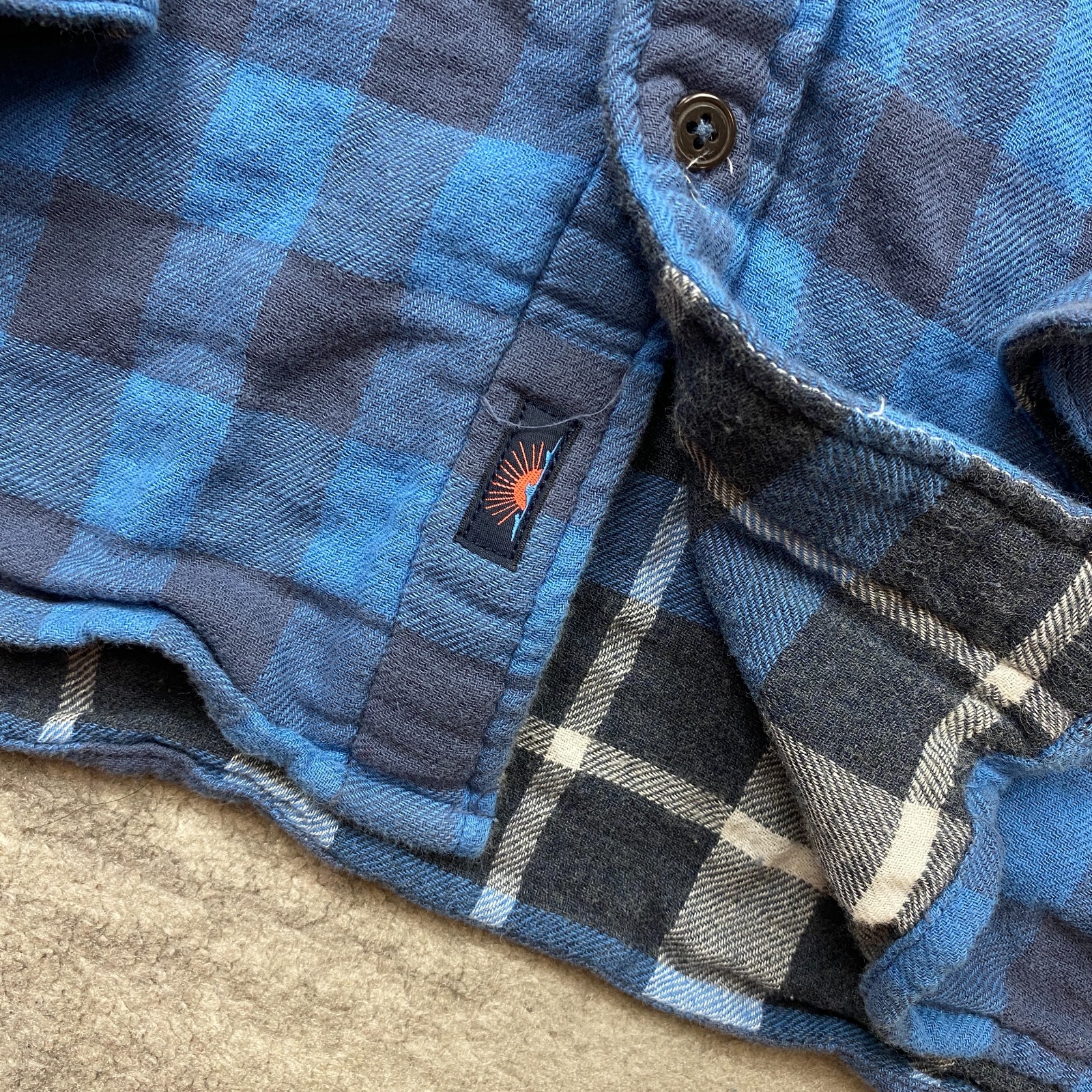 Faherty Flannel Reversible Button Shirt Large Blu… - image 7