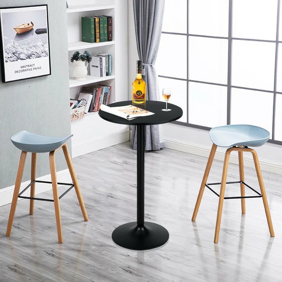 24" Round Pub Table Bistro Bar Height Cocktail Table W/Metal Base Indoor Black - Image 4 of 4