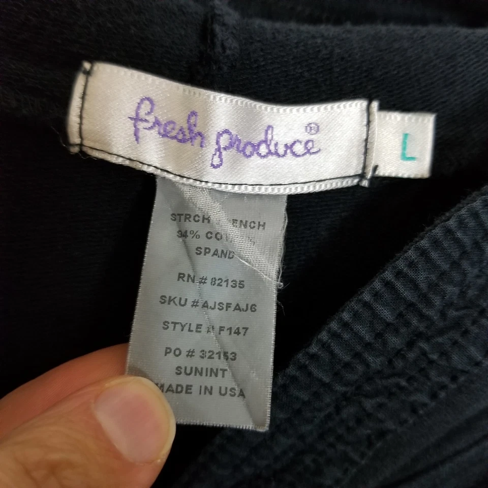 Chaqueta con Capucha Fresh Produce Mujer Cremallera Talla L Negra Informal Bolsillos Lagenlook Foto 4 de 4