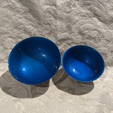 Vintage Reed & Barton Round Blue EnamelAnd Silver Played Bowls, 6.5” & 5 3/8”